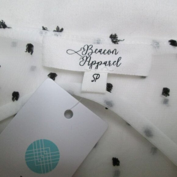 Beacon Apparel Peasant Long Sleeve V-Neck Blouse-White/Black-SP-NWT - Picture 7 of 16